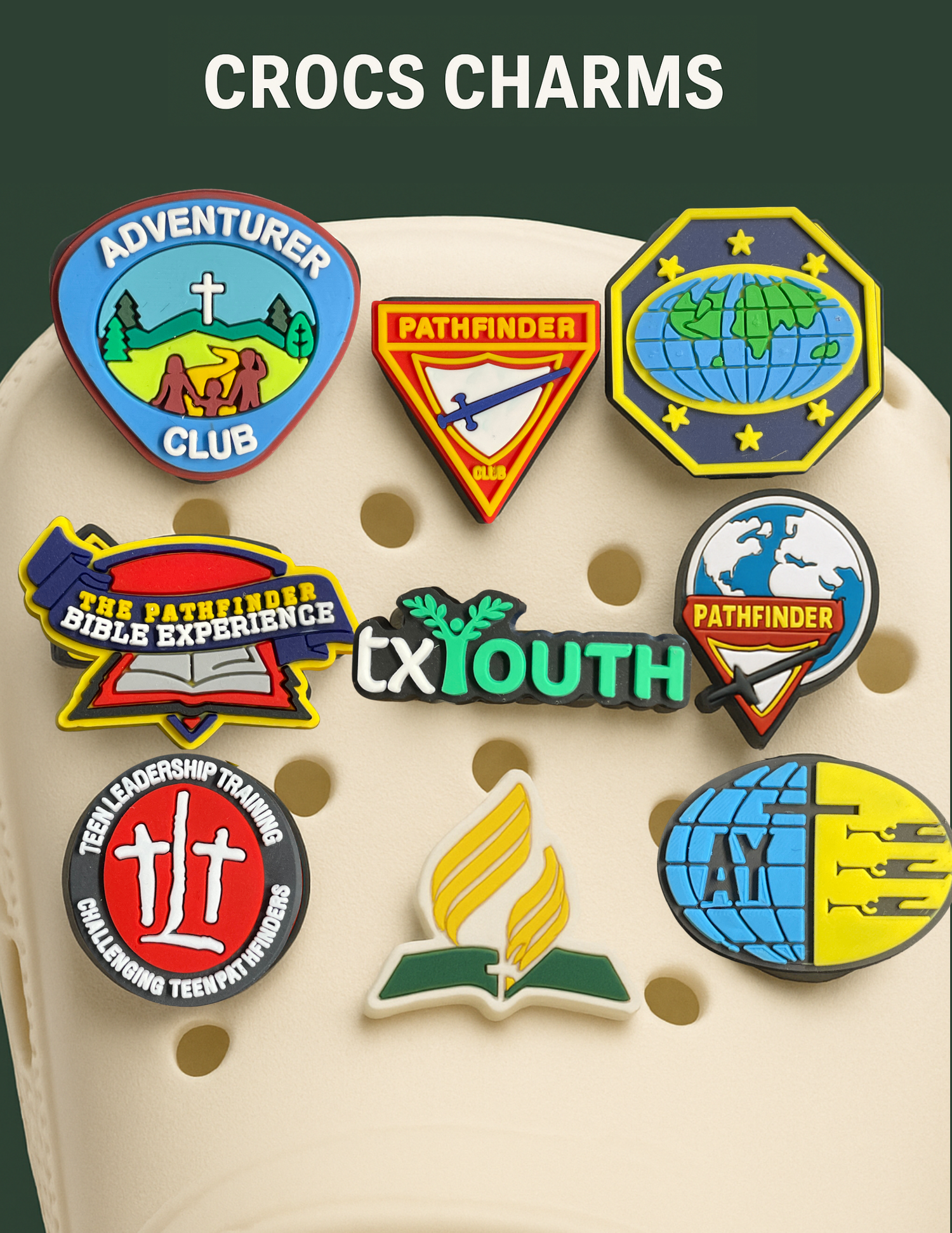 TXYouth Crocs Charms (full set of 9) — Young Texas Adventists